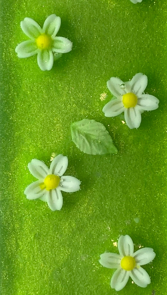 Marque-pages fleuri vert et blanc